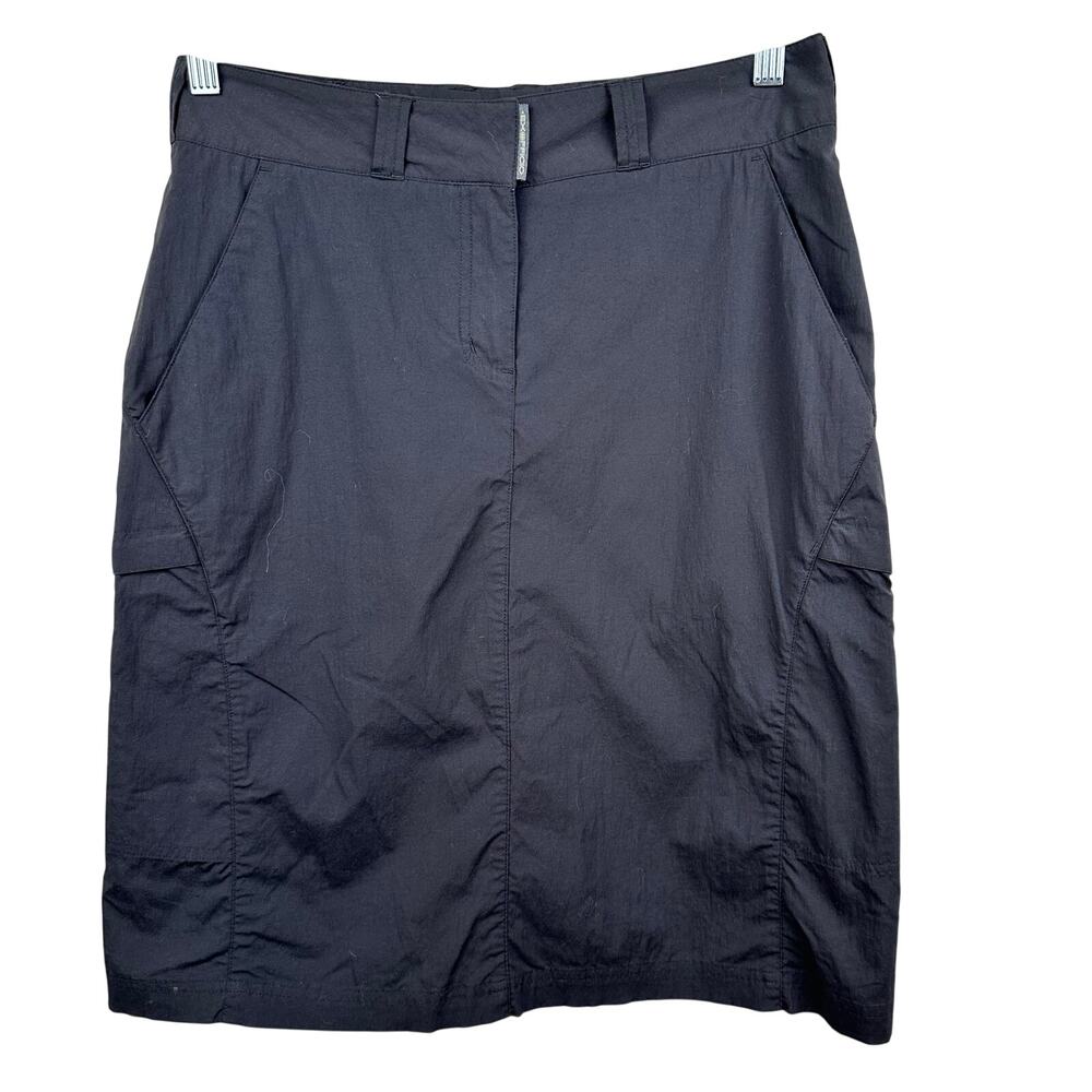 Exofficio Skirt Cargo Black 8 Knee Length Utility Hiking Outdoor Travel Active